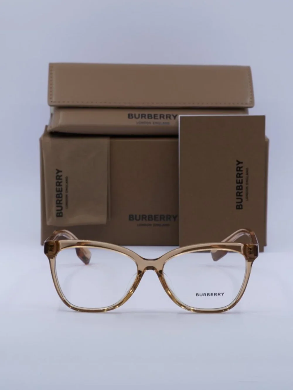 Burberry BE2364F 3779 Cat Eye Eyeglasses - Transparent Brown 54mm